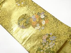 流水に花丸模様織り出し　袋帯